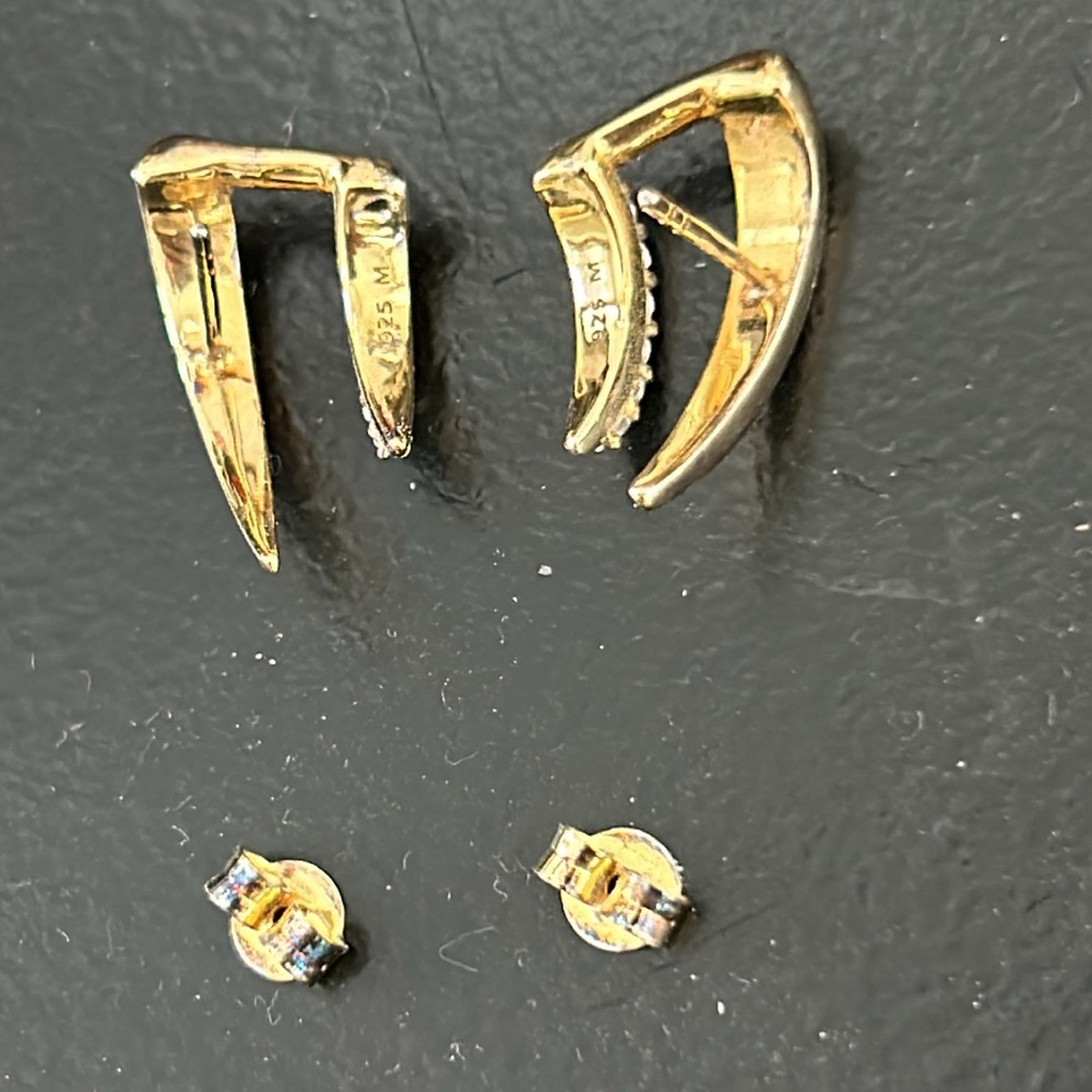 Missoma NEW LARGE CLAW PAVE DOUBLE STUD EARRINGS - Picture 7 of 9